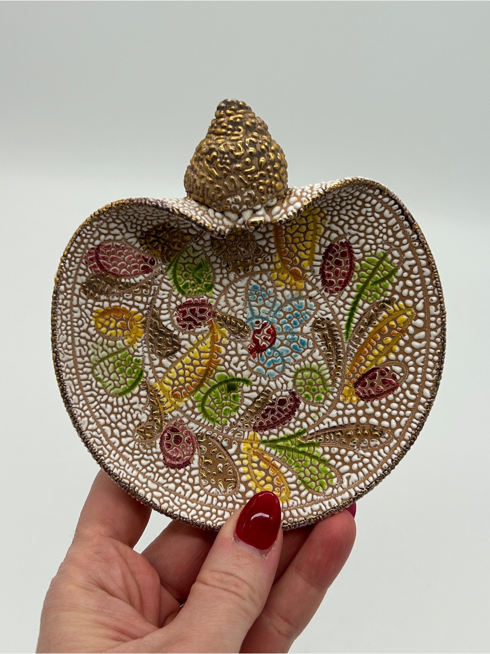 VTG MCM Italian Fanciullacci Style Textured Pebble Glaze Ceramic Trinket Dish